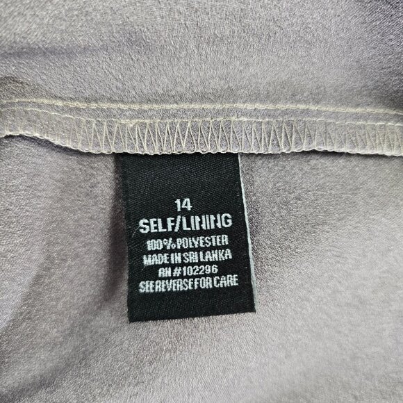 Dress Barn Party Dress Sz 14 Taupe Satin Midi Ruffle Sleeveless V Ruched Evening - Picture 7 of 8